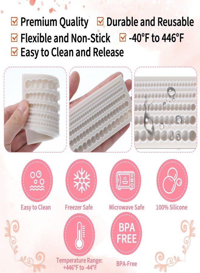 Qulkws 1 Piece Pearl Fondant Molds Hemisphere Pearl Chain Cake Border Decoration Silicone Pearls Borders Fondant Mold for Cake Decorating, Cupcake Toppers, UV Resin, Plaster Clay - Image 4