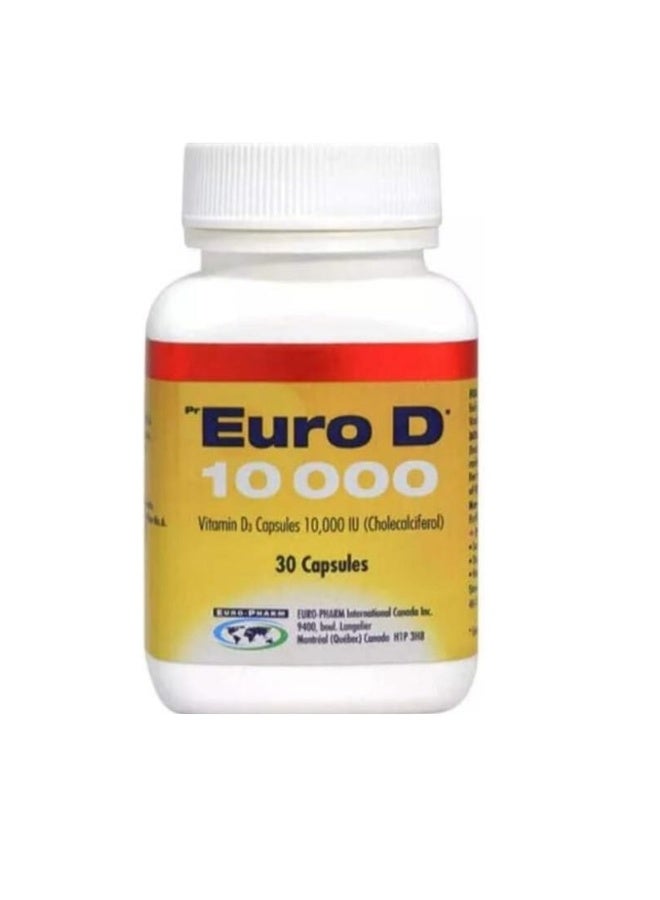 Euro D Vitamin D3 Cholecalciferol Capsules 10000 IU, 30 Count - Image 2