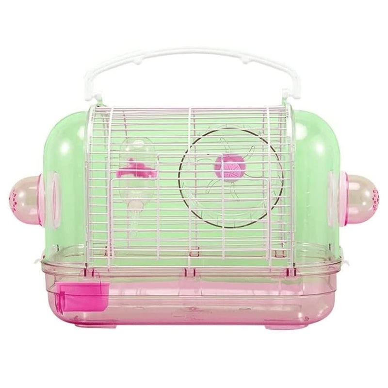 Pink Travel Bird Cage Clear ABS Detachable Ventilation Outdoor Carrier Easy Carry - Image 2