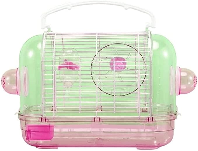 Pink Travel Bird Cage Clear ABS Detachable Ventilation Outdoor Carrier Easy Carry - Image 1
