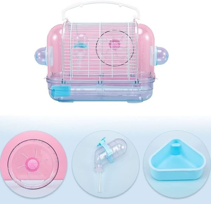 Pink Travel Bird Cage Clear ABS Detachable Ventilation Outdoor Carrier Easy Carry - Image 3