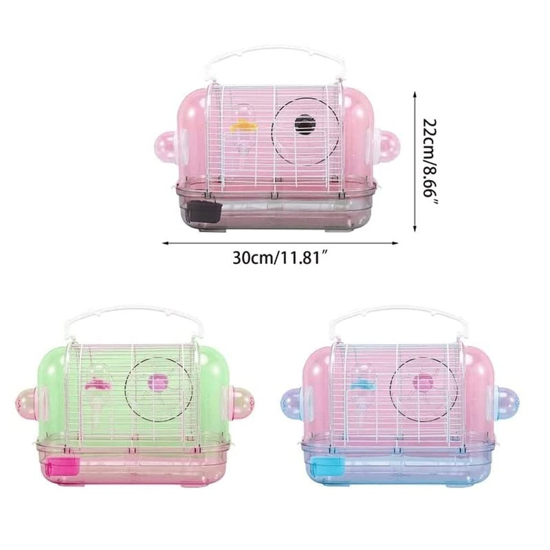 Pink Travel Bird Cage Clear ABS Detachable Ventilation Outdoor Carrier Easy Carry - Image 5