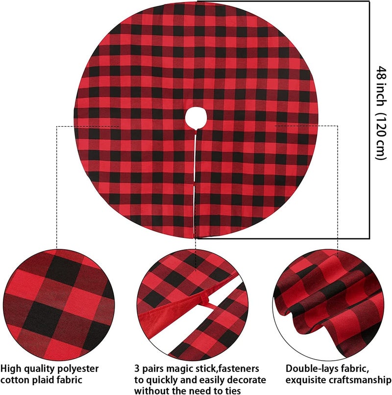 The Purple Tree Buffalo Plaid Christmas Tree Skirt (Pack of 1, 38 Inch) Christmas Tree Skirt for Christmas Decorations, Xmas Holiday Decorations - Image 3