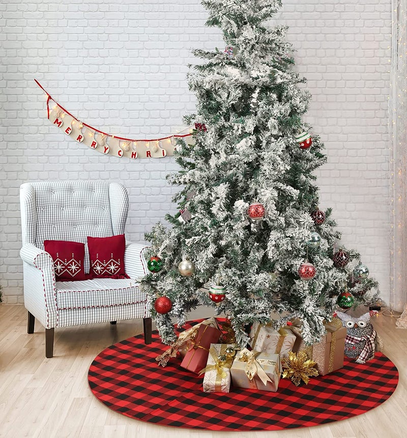 The Purple Tree Buffalo Plaid Christmas Tree Skirt (Pack of 1, 38 Inch) Christmas Tree Skirt for Christmas Decorations, Xmas Holiday Decorations - Image 1