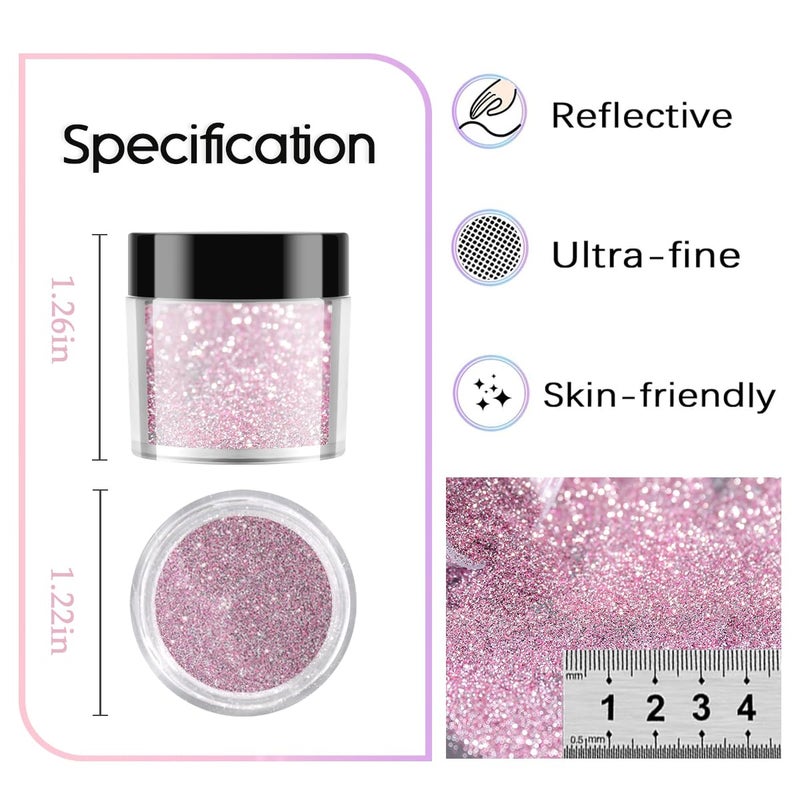 Furtherpretty Reflective Glitter for Nails, 6 Colors Sparkle Nail Powder Diamond Dust Glitter Silver Pink Purple Blue Sugar Dip Powder Shimmer Nail Pigment Set with Brush Nail Salon Supplies - Image 4