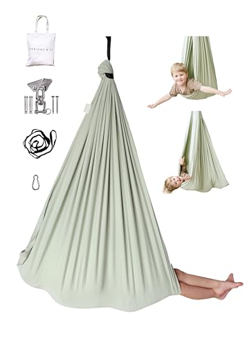 Marlowe & Co Marlowe  Co Sensory Swing for Kids Indoor Outdoor Therapy Pod Cocoon Swing for Autism ADHD SPD Double Layer Cotton Hammock Swing Holds 200 lbs 360 Swivel Hardware Included Desert Sage - Image 1