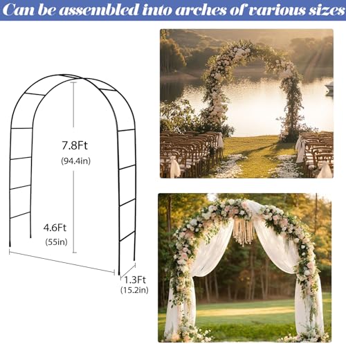Bnecnet Garden Arch Trellis for Climbing Plants Outdoor 46 78Ft 100 Metal Sturdy Garden Arbor with RustProof Coating Garden Arch for Climbing Plants Party Wedding Arch Decoration - Image 3
