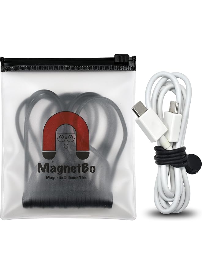 erorex Reusable Magnetic Silicone Cable Ties With Strong Magnet For Bundling And Organizing Holding Stuff Book Markers Fridge Magnets 19Cm 10 Black - Image 1