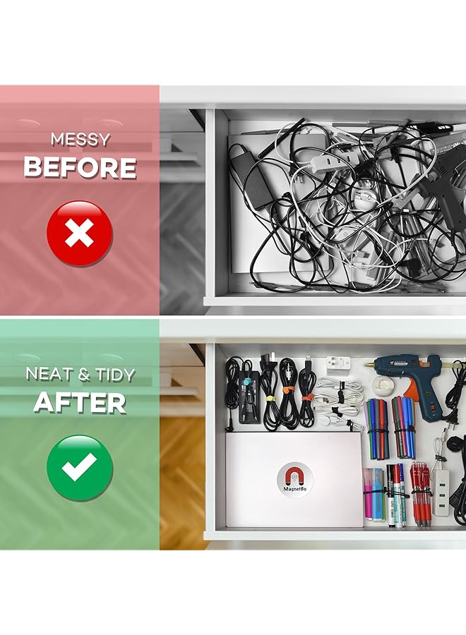 erorex Reusable Magnetic Silicone Cable Ties With Strong Magnet For Bundling And Organizing Holding Stuff Book Markers Fridge Magnets 19Cm 10 Black - Image 3