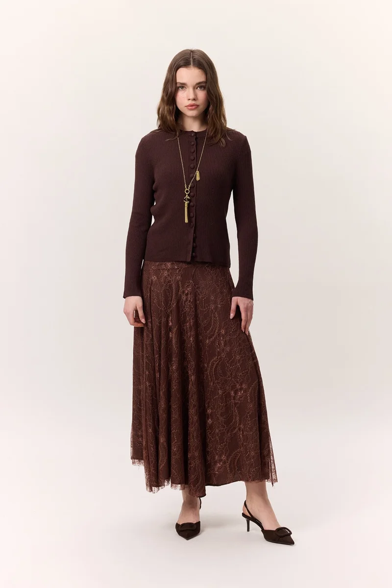 Manuka Lace Wide Skirt Brown