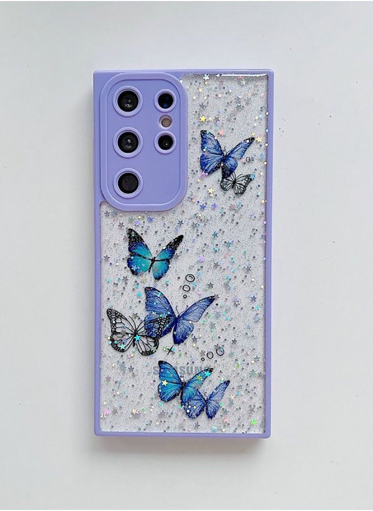Color Fans - جراب واقٍ بنمط فراشة لهاتف Samsung Galaxy S23 Ultra مقاوم للسقوط مناسب للنساء باللون الأرجواني - Image 1