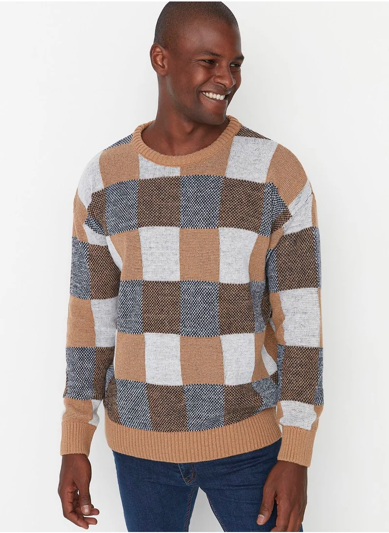 trendyol Checked Knitted Sweater