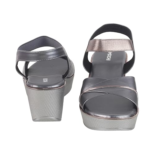 Mochi Women Gun Metal Wedge Heel Fashion Sandal UK/4 EU/37 (34-175) - Image 5