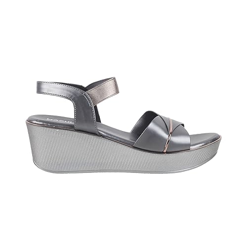 Mochi Women Gun Metal Wedge Heel Fashion Sandal UK/4 EU/37 (34-175) - Image 3