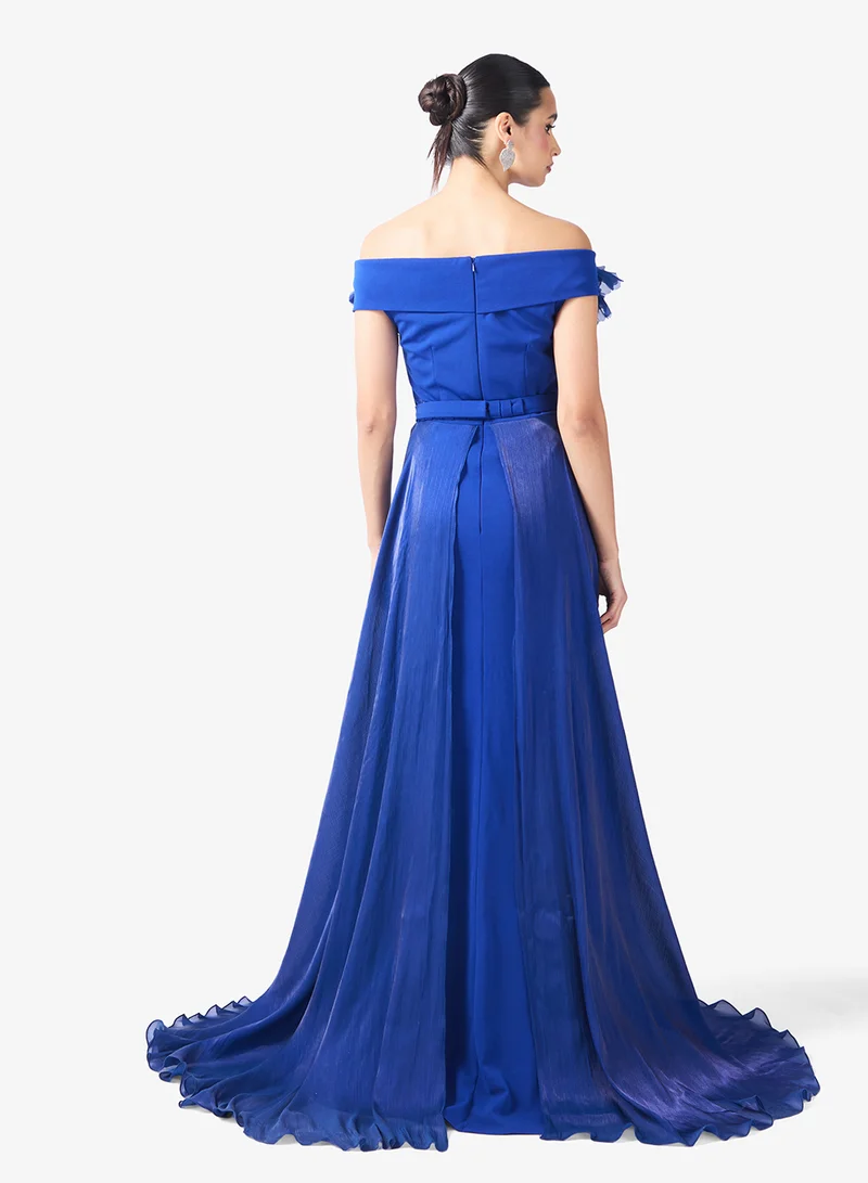 Namshi x Off Shoulder 3D Floral Detail A Line Dress