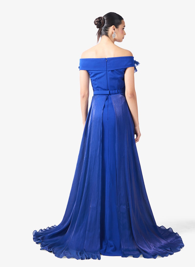 نمشي x فستان  لاين بزهور ثلاثية الأبعاد وكتف مكشوف - Image 2