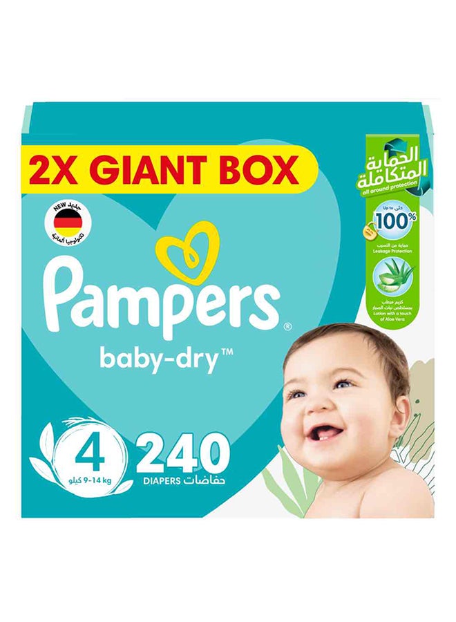 Pampers Baby-Dry Taped Diapers with Aloe Vera Lotion, Leakage Protection, Size 4, 9-14kg, 240 Count - Image 2
