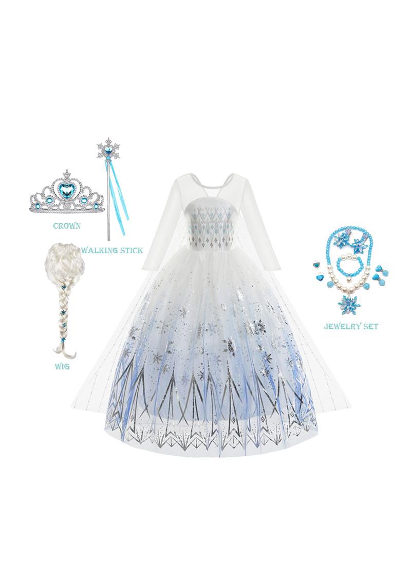 عام الجنية الأميرة إلسا المجمدة التنفس موضوع الطرف ديلوكس طبعة يتوهم اللباس لعب دور الملابس والاكسسوارات هدية عيد ميلاد فتاة - Image 1