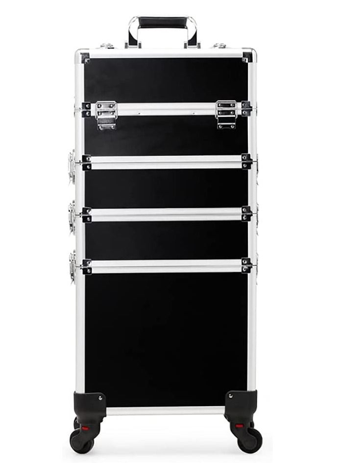 4-layer professional cosmetics case,portable rolling cosmetics trolley case,lockable jewelry travel cosmetics storage box with 4 wheels - Image 1