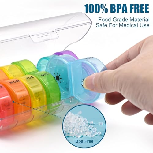 INKULTURE Weekly Medicine Organizer Box 02 Times a Day,Daily Tablets Container Case | Travel Pill Box For 07 days | Clear And Multicolor | 01 Pcs - Image 2