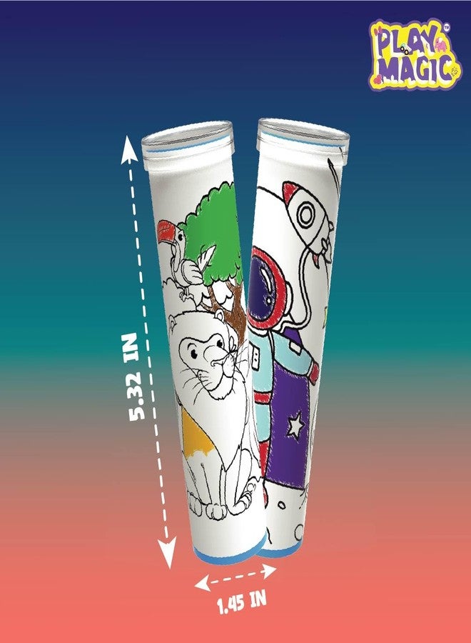 PlayMagic BrainActiv Kaleidoscope Making DIY Kit for Kids 3+|Magical Pattern Creation Kit|2 Kaleidoscopes, Scratch Sheets, 8 Activity Sheets|Educational Birthday Gift for Kids-Space & Animal Adventure - Image 4