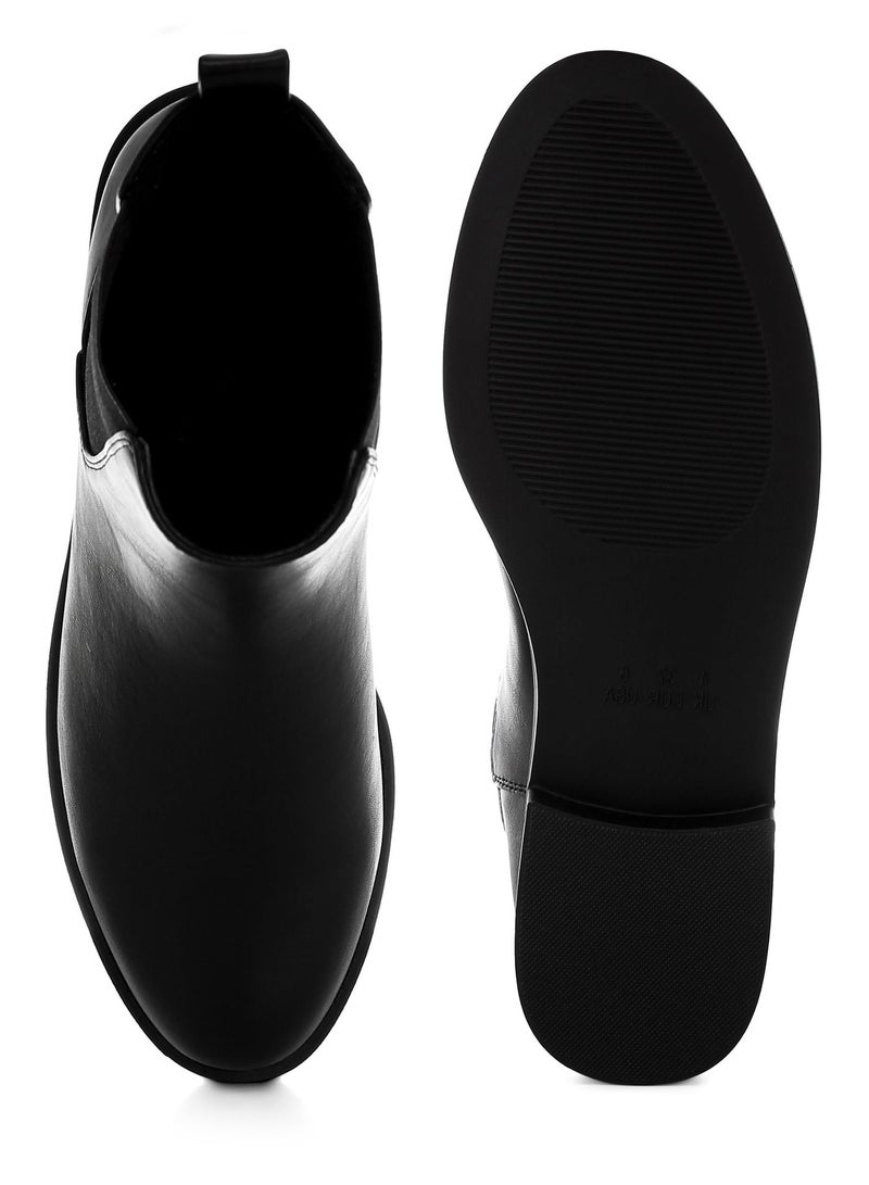 London Rag Women' s Faux Leather Chelsea Boots in Black - Image 5