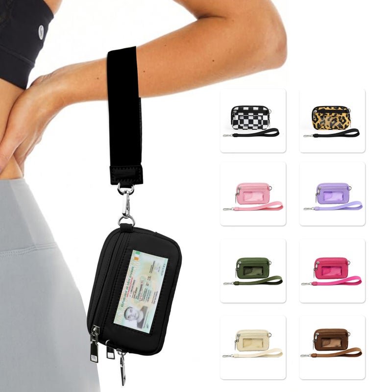Lulu Style Transparent PVC Card Holder Wristlet - Black - Image 1