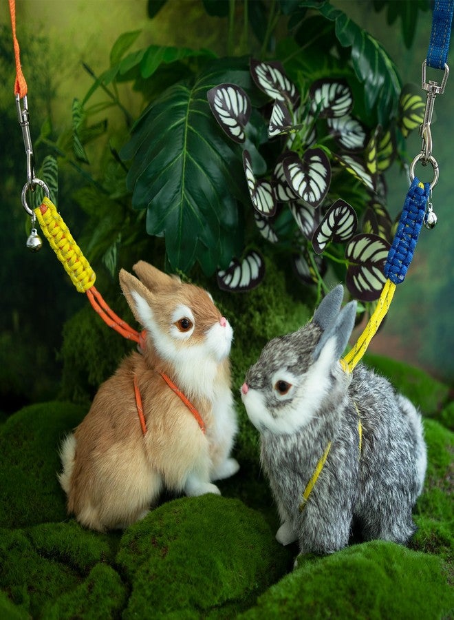 GAGILAND 2pcs Figure 8 Harness and Leash with Reflective Strap and Bell for Ferrets, Rabbits, Bearded Dragon, Guinea Pig, Chinchilla and Hamster Small Animal Harness (Blue+Orange) - Image 5