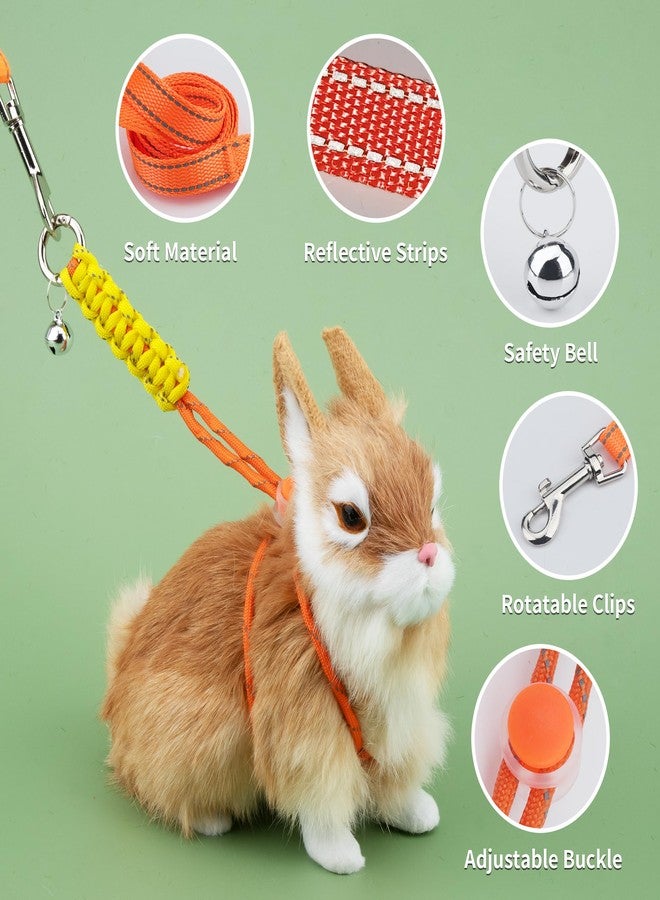 GAGILAND 2pcs Figure 8 Harness and Leash with Reflective Strap and Bell for Ferrets, Rabbits, Bearded Dragon, Guinea Pig, Chinchilla and Hamster Small Animal Harness (Blue+Orange) - Image 3