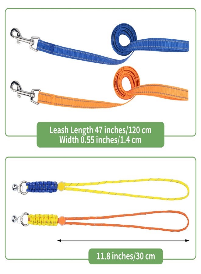 GAGILAND 2pcs Figure 8 Harness and Leash with Reflective Strap and Bell for Ferrets, Rabbits, Bearded Dragon, Guinea Pig, Chinchilla and Hamster Small Animal Harness (Blue+Orange) - Image 2
