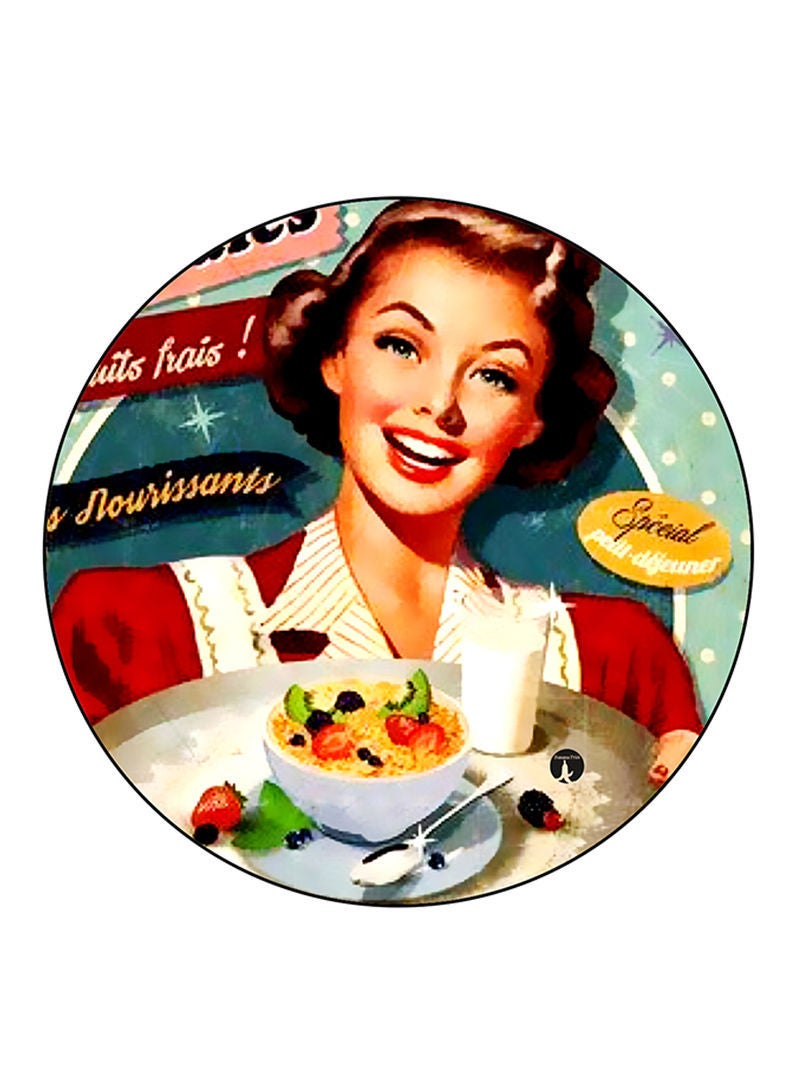 RKN Vintage Art Printed Mouse Pad Round  Multicolour