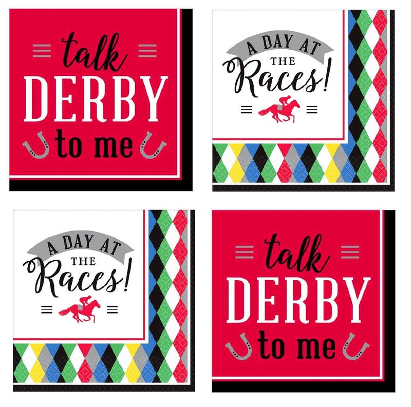FAKKOS Design Kentucky Derby Party Supplies Horse Race Cocktail Beverage Napkins 32 Count