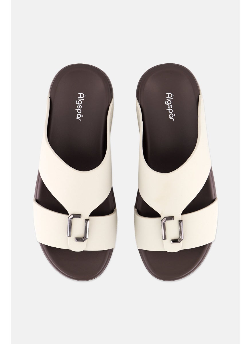 Algspar Men 2 Strap Slip On Arabic Sandals, Beige  - Image 3