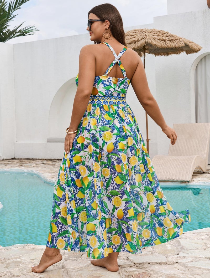 SCOMCHIC Womens Plus Size One Piece Swimsuit Tummy Control Bathing Suit Floral Prints Curvy Mesh Swim Skirt - Image 5