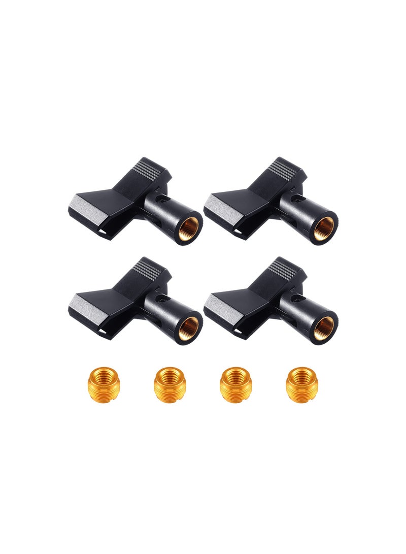 4-Pack Adjustable Microphone Clips with 4 Adapters, Wireless Mic Holder Clamp for Mic Stands, 5/8 Inch Male to 3/8 Inch Female Adapter Included. Perfect for Securely Holding Your Microphone. - Image 1