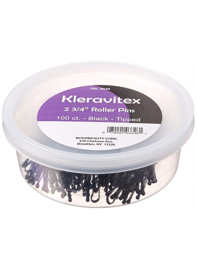 Kleravitex 2.75" BLACK Jumbo Bobby Hair Pins - Black Tipped Flat Style Pins for Women - Perfect For Rollers - Hair Pins for Styling - Suitable for ALL Hair Types, 100 pieces Tub Made in USA - Image 1