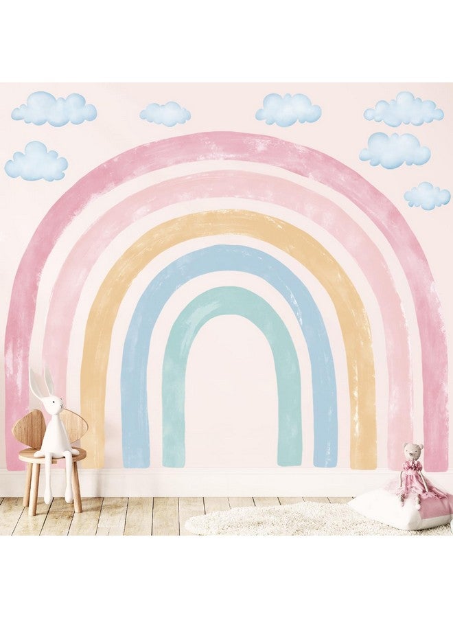 DECOWALL SG4-2429 Watercolor Rainbow Wall Stickers Kids Decals Playroom Décor Room Girl Large Nursery Toddler Peel and Stick Baby Art Classroom - Image 2