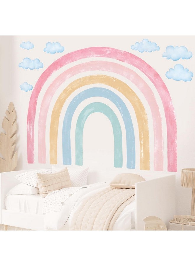 DECOWALL SG4-2429 Watercolor Rainbow Wall Stickers Kids Decals Playroom Décor Room Girl Large Nursery Toddler Peel and Stick Baby Art Classroom - Image 4