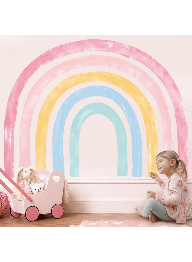 DECOWALL SG4-2429 Watercolor Rainbow Wall Stickers Kids Decals Playroom Décor Room Girl Large Nursery Toddler Peel and Stick Baby Art Classroom - Image 1