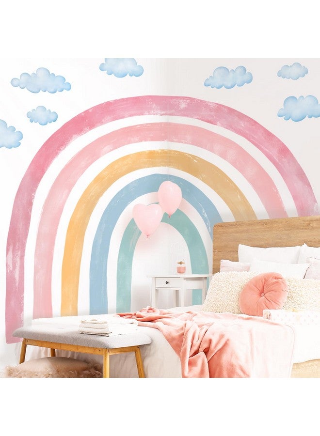 DECOWALL SG4-2429 Watercolor Rainbow Wall Stickers Kids Decals Playroom Décor Room Girl Large Nursery Toddler Peel and Stick Baby Art Classroom - Image 3