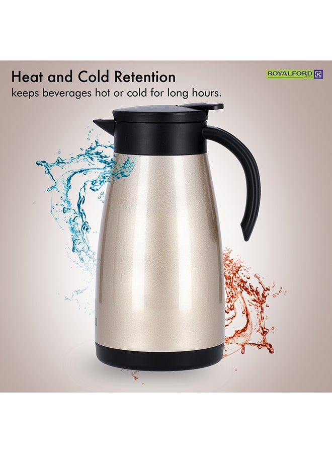 Royalford Double Wall Coffee Pot Stainless Steel 1500Ml Hot Cool Multicolor Assorted - Image 3