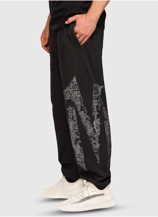 Musclemind Men's Acid Wash Printed Cotton Denim Joggers with Elasticated Hidden Drawstring Waistband, Deep Pockets, Long-Lasting Colour, Super Soft, Lightweight And Streachable Fabric for All Day Comfort  - Image 5