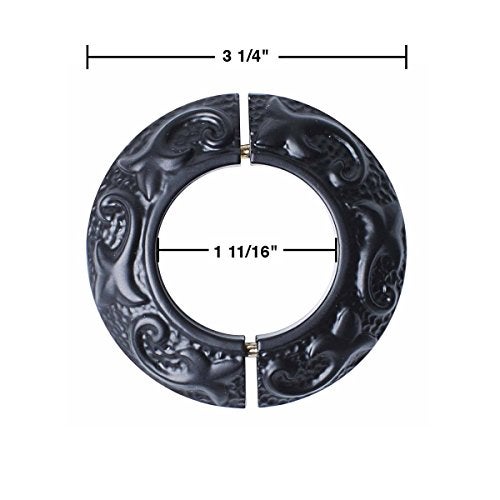 Renovators Supply Manufacturing Escutcheon Plate 3.25 in. OD Aluminum Escutcheon Lacquered Black Finish Radiator Flange Pack of 6 - Image 2