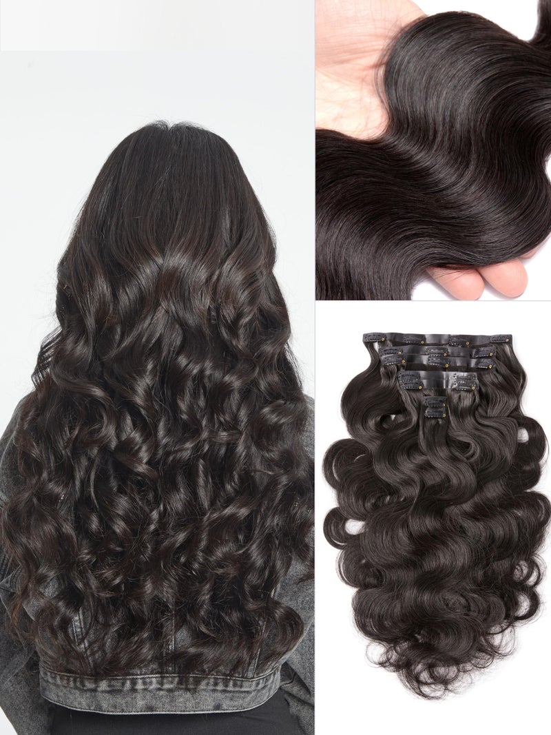 LUVME HAIR Body Wave Clip in Hair Extensions Fullness with 1 Pack 20inch 135g 7pcs Hair Extensions Real Human Hair for Women Natural Human Hair