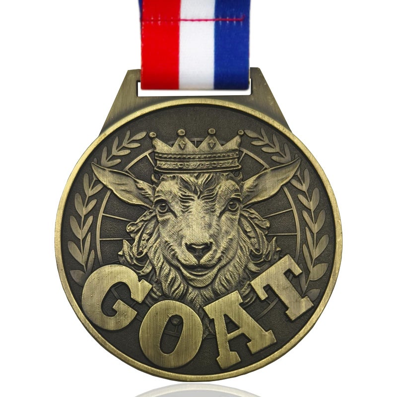 YUJUE Goat Medal - 3ft Greatest Champion Medal of All Time, Goat Pendant Medal with Neck Strap, Goat Award Chain for Football Basketball Sports Championship MVP Award and Tournament League Champion - Image 1