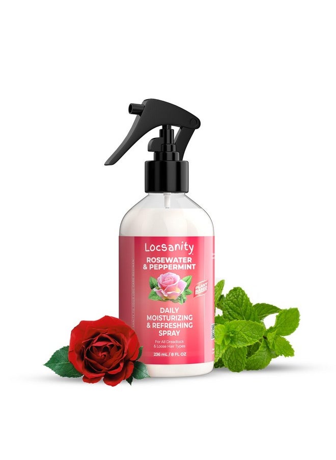 Locsanity - Daily Moisturizing Refreshing Spray For Locs, Dreadlocks - Rose Water And Peppermint Hair Scalp Moisturizer, Dreadlock Spray - Natural Loc Care And Maintenance (8Oz) - Image 1