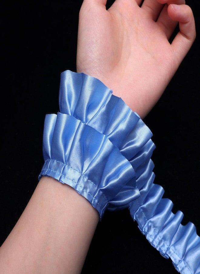 AIETSYEI Ruffle Pleated Lace Trim Satin Ribbon Gather Ruffle Edge for Applique Sewing Crafts, Home Decoration (Blue) - Image 4