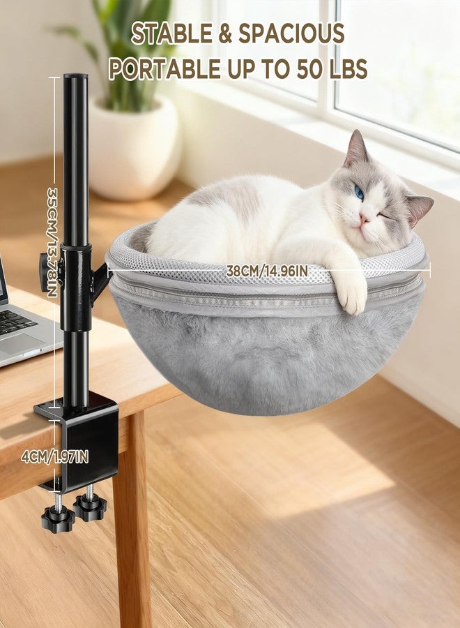 Felixora Cat Bed for Desk, Cat Desk Bed with 360° Rotating & Height Adjustable, Removable Dual-Sided Breathable & Comfortable Kitten Bed, Desk Cats Bed Attachment for Indoor Office - Image 5