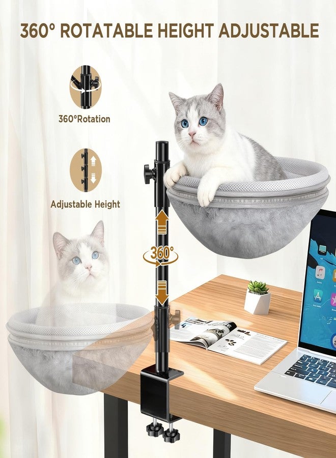Felixora Cat Bed for Desk, Cat Desk Bed with 360° Rotating & Height Adjustable, Removable Dual-Sided Breathable & Comfortable Kitten Bed, Desk Cats Bed Attachment for Indoor Office - Image 2
