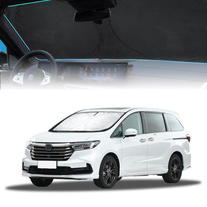 for Odyssey 2026 Windshield Sun Shade Foldable Sunshade fit for Honda Odyssey 20182024 2025 LXEXEXLTouringElite Minivan Windshield Cover Front Window Shield 210T Sun Visor Car Accessories